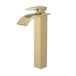 Tibre xl robinet mitigeur haut bec cascade pour salle de bain choisir la finition - or bross�