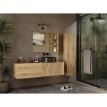 Tigo - meuble sous - lavabo ch�ne fa�ade rainur�e 2 tiroirs - 140�375�53 cm