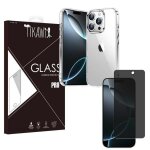 Tikawi coque iphone 16 pro (6. 3) transparente + verre tremp anti espion [gel souple] [haute protection] ...
