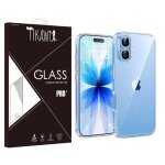 Tikawi coque iphone 17 (6. 3) transparente + film de protection en verre tremp� hd gel souple haute protection ...