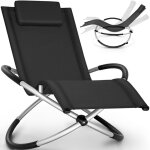 Tillvex chaise longue de jardin pour la relaxation noir fauteuil pliant r�sistante aux intemp�ries charge ...