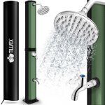 Tillvex douche solaire noir / vert 35 l avec capot de protection douche de jardin eau chaude douche de ...