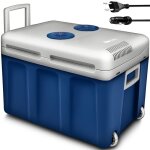 Tillvex� glaci�re �lectrique 40l bleu avec roulettes mini r�frig�rateur 230v et 12v voiture camping refroidiss ...
