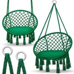 Tillvex hamac chaise suspendu 200kg vert 1 coussin chaise relax � franges - int�rieur et ext�rieur hamac ...