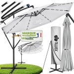 Tillvex� led parasol d�port� � 300 cm gris ? 360� uv upf 50 + avec manivelle couverture & paravent pare ...