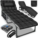 Tillvex lit de camping pliable noir avec coussin de nuque - charge maximale : 280 kg - chaise longue ...