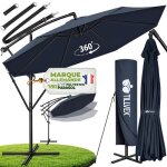 Tillvex� parasol d�port� � 300 cm bleu marine ? 360� uv upf 50 + avec manivelle couverture & paravent ...