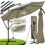 Tillvex� parasol d�port� � 300 cm marron ? 360� uv upf 50 + avec manivelle couverture & paravent pare ...