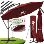 Tillvex� parasol d�port� � 300 cm rouge ? 360� uv upf 50 + avec manivelle couverture & paravent pare ...