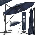 Tillvex� parasol d�port� � 330 cm bleu marine ? 360� uv upf 50 + avec manivelle couverture & paravent ...
