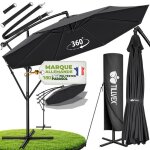 Tillvex� parasol d�port� � 350 cm anthracite ? 360� uv upf 50 + avec manivelle couverture & paravent ...