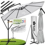 Tillvex� parasol d�port� � 350 cm gris ? 360� uv upf 50 + avec manivelle couverture & paravent pare - ...