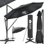 Tillvex� parasol d�port� � 330 cm anthracite ? 360� uv upf 50 + avec manivelle couverture & paravent ...