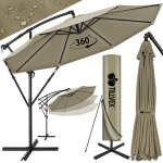 Tillvex parasol dport hexagonale 3m avec manivelle couverture & paravent pare - soleil avec pied taupe ...
