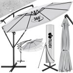 Tillvex� parasol d�port� � 300 cm gris ? 360� uv upf 50 + avec manivelle couverture & paravent pare - ...