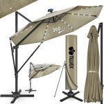 Tillvex� led parasol d�port� � 330 cm marron ? 360� uv upf 50 + avec manivelle couverture & paravent ...