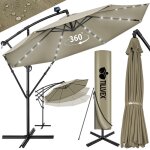 Tillvex� led parasol d�port� � 300 cm marron ? 360� uv upf 50 + avec manivelle couverture & paravent ...