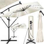 Tillvex parasol dport rectangulaire  330 cm + housse de protection & contre le vent beige - avec led ...