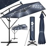Tillvex parasol dport rectangulaire  330 cm + housse de protection & contre le vent bleu marine - ...