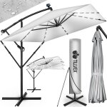 Tillvex parasol déporté rectangulaire Ø 330 cm + housse de protection & contre le vent gris - avec led ... Tillvex parasol déporté rectangulaire Ø 330 cm + housse de protection & contre le vent gris - avec led ...