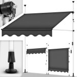 Tillvex store banne � manivelle r�tractable gris 250cm marquise de terrasse sans per�age auvent balcon ...