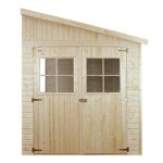 Timbela m340 abri de jardin en bois naturel (sans paroi latrale) - stockage extrieur avec fentres ...