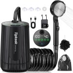 Tipkook douche portable 10000mah rechargeable imperm�able 5 modes �cran led intelligent pour camping ...