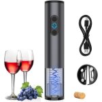 Tire bouchon lectrique - handeiu - ouvre bouteille usb - aluminium - noir - ergonomique