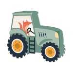 Tirelire en bois en forme de tracteur - 15 x 6 x 13 cm