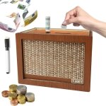 Tirelire rtro en bois avec compteur 5000 euros tirelire  cocher la nouvelle tirelire pour billets pour ...