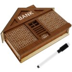 Tirelire vintage exquise textur�e avec comptoir en bois d�coration artisanale maison en bois caisse depargne ...