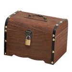 Tirelire woody avec serrure coffre - fort pour enfants et adultes label