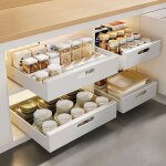 Tiroirs d?armoires de cuisine etagres botes de rangement d?evier panier coulissant gris 40cm