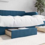 Tiroirs de lit 2 pcs bleu bois d ing�nierie et tissu