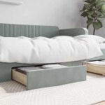 Tiroirs de lit 2 pcs gris clair bois d ing�nierie et velours