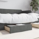 Tiroirs de lit 2 pcs gris fonc� bois d ing�nierie et tissu