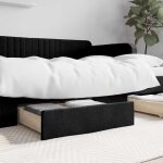 Tiroirs de lit 2 pcs noir bois d ingnierie et tissu