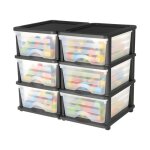 Tiroirs de rangement en plastique - vevor - lot de 2 - tour de rangement � 6 tiroirs - bacs transparents ...