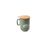 Tisani�re 45 cl - montagne - kaki - fa�ence & infuseur inox - couvercle bois 2 - en - 1