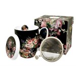 Tisani�re mug porcelaine jardin botanique noir rose - 12x9 cm (380 ml) [r8782]