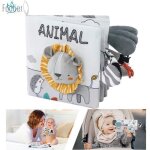 Tissu b�b� eveiljouet educatif enfant id�e cadeau d�s la naissance livre doux froiss� avec des animaux ...
