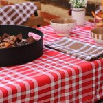 Tissu  nappe coton carreaux normands rouge et blanc