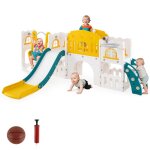 Toboggan 10 en 1 costway avec balanoire & panier de basketball tlescope & volant & chelle espace de ...