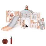 Toboggan 10 en 1 costway avec balanoire & panier de basketball tlescope & volant & chelle espace de ...