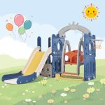 Toboggan 5 en 1 pour enfants avec panier de basket aire de jeux intrieure et extrieure ensemble de ...