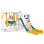 Toboggan 7 en 1 costway avec balanoire panier de basket et tlescope espace de rangement jeu intrieur ...