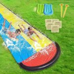 Toboggan aquatique480cm * 145cm toboggan pour pelouse avec 2 planches de surf toboggan � eau pour double ...