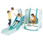 Toboggan enfants 4 en 1 aire de jeux toboggan pliable balançoire réglable panier de basket ballon de ... Toboggan enfants 4 en 1 aire de jeux toboggan pliable balançoire réglable panier de basket ballon de ...