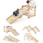 Toboggan enfant - goplus - 7 en 1 triangle escalade montessori en bois avec rampe descalade r�versible ...