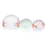 Tognana pacifique - service de vaisselle 18 pi�ces en porcelaine motif coraux bleu assiettes 27 / 20 ...
